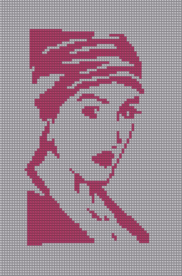 Образец вышивки Портрет в розовом цвете