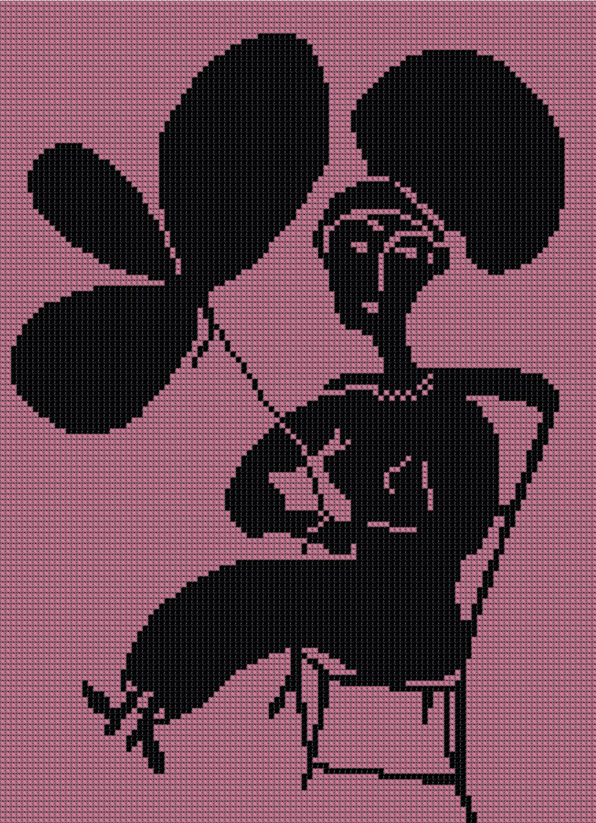 образец вышивки по картине Тонио Гуэрра Женщина на розовом фоне