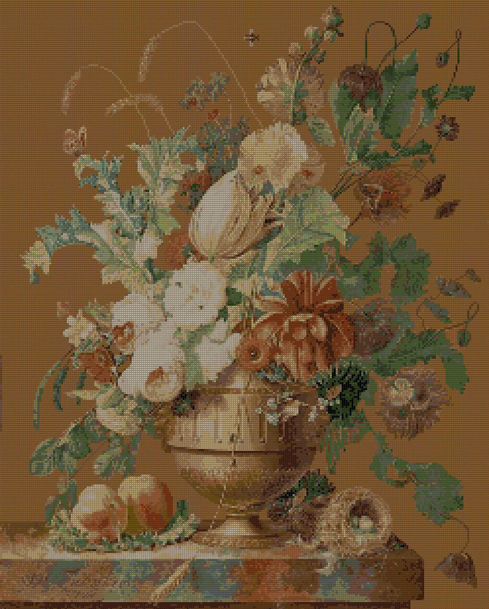вышивка ваза с цветами