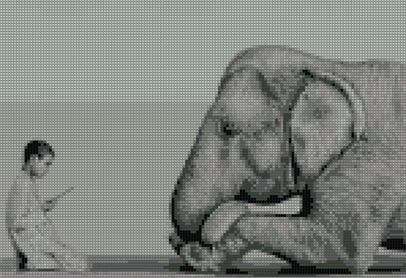 вышивка мальчик и слон