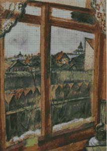 Схема вышивки Шагал Вид из окнв Витебск